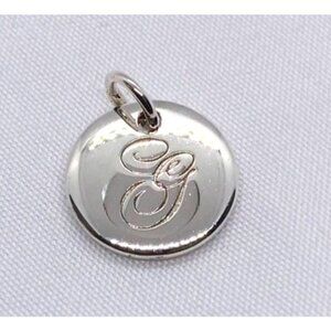 Tiffany Letter G Notes Alphabet Disc Charm Initial Pendant in Silver
